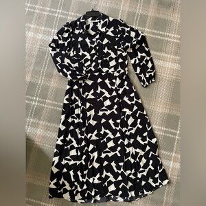 Zara black and white midi shirt dress L